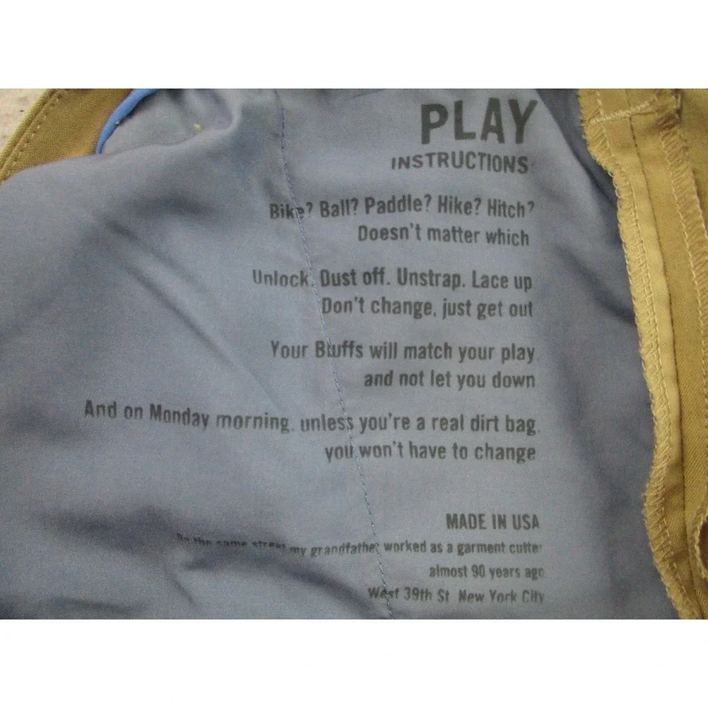 Bluffworks Pants Mens Size 37x30 Original Regular Fit Chino Beige Made In USA